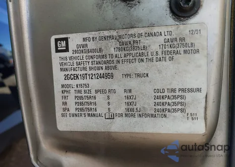 2002 Chevrolet Silverado 1500 Ls from USA, damaged, VIN 2GCEK19T121244959